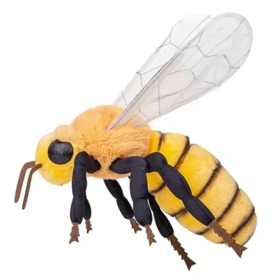 Image of PuffPurrs Bee Plush Toy Lifelike Stuffed Animals 11in, Realistic Big Wings Toys, Simulation Plushie Model Toy, Unique Gift Collection for Kids