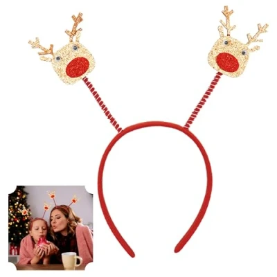Image of Xmas Novelty Adult Antlers Headband,Reindeer,Star Head Bopper Santa,Snowman Kids (Reindeer Headband)