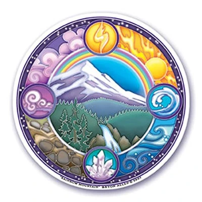 Image of Mandala Arts Colorful Decal Window Sticker 4.5&quot; Double Sided &quot;Rainbow Mountain&quot; by Bryon Allen (S46)