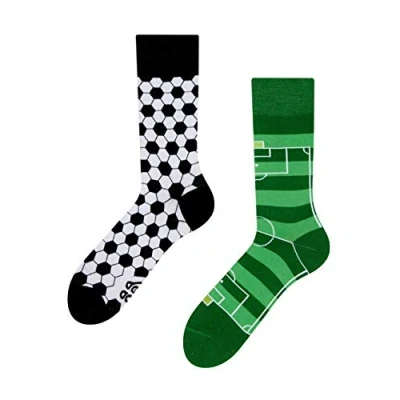 Image of Dedoles Unisex Socks for Women, Men &amp; Kids Cotton Funny Designs Football Bicycle Horses Plants Firefighter Gift Mismatched, Design: English Football, Colour: Green, Size: 5 7.5 W / 6 8 M UK