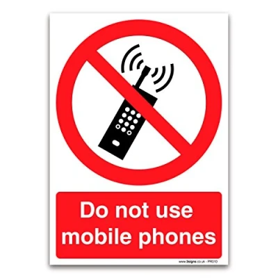 Image of Do not use mobile phones A4 210x297mm 1mm Rigid Plastic Prohibition Safety Sign