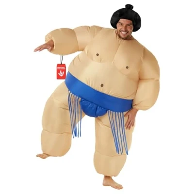 Image of Morph Blue Sumo Wrestler Costume Adult Inflatable Costumes for Adults Funny Halloween Men Women One Size