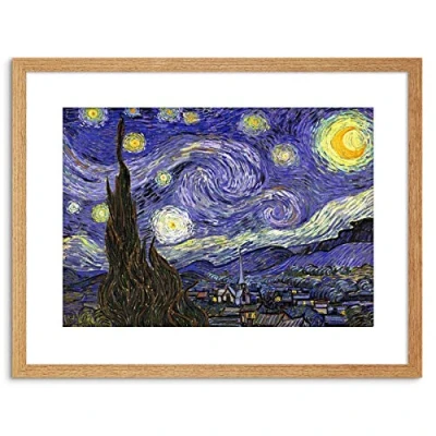 Image of Wee Blue Coo 9x7 &#039;&#039; VINCENT VAN GOGH STARRY NIGHT OLD MASTER FRAMED ART PRINT F97X1627