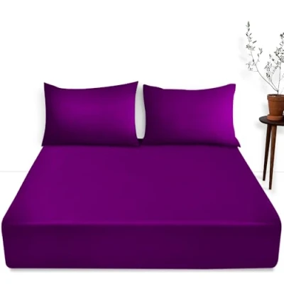 Image of King Size Deep Fitted Sheet 16&quot;/40 cm Anti Allergy Bedding Polycotton Fabric Pocket Bottom Berry