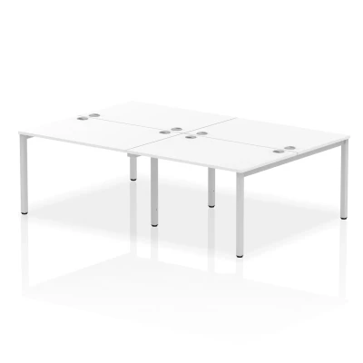 Image of Impulse Bench B2B 4 Person 1200 Silver Frame Office Desk White