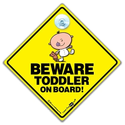Image of Beware Toddler on Board Sign, Baby Car Boy Deter Tailgaters with This Sign 14cm x