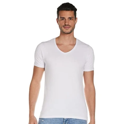 Image of JACK &amp; JONES Men&#039;s Basic V Neck S/S T Shirt, Bianco(Opt White), XX Large