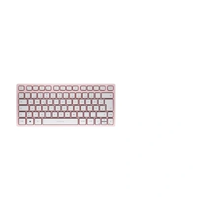 Image of Cherry KW 7100 MINI BT, Compact Multi Device keyboard with 3 Bluetooth Channels, German Layout (QWERTZ), Flat Design, incl. Transport Pouch, Blossom
