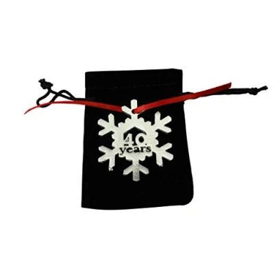 Image of 40 Years Cut Out Metal Snowflake Christmas Tree Hanging Decoration 40th Wedding Anniversary