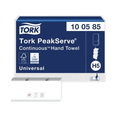Image of Tork PeakServe Continuous Paper Hand Towels White H5, Universal, Compressed, 12 x 410 sheets, 100585