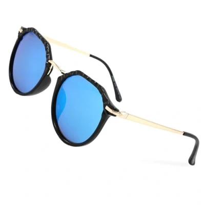 Image of ATOM Polarized 100% UV Protection Kids Sunglasses Aged between 5 12 Years Children for Boys and Girls (Blue Mirror Lens, Gold &amp; Black)