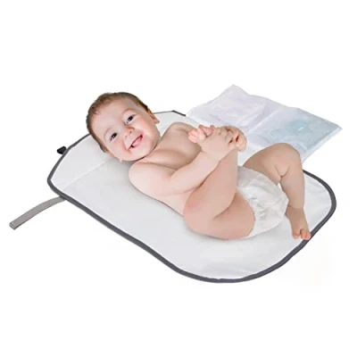 Image of Dreambaby Portable Baby Changing Mat Grey Stars. New Born Essential, Travel Mat, Nappy for Holidays. 2X Zipped Pockets. Lightweight Foldable 61 x 42cm