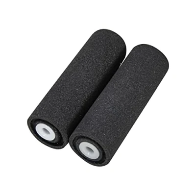 Image of Faithfull FAIRMINI2FOA Concave Foam Mini Roller Refills 100mm (4in) Twin Pack. for gloss paints on smooth surfaces