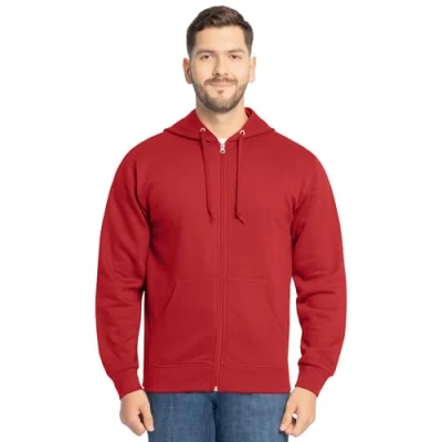 Image of Fruit of the Loom Men&#039;s Eversoft Fleece Sweatshirts &amp; Hoodies, Full Zip Red, Medium