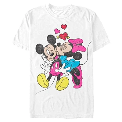 Image of Disney Mouse Mickey Minnie Love Organic Short Sleeve T Shirt, White, XXL