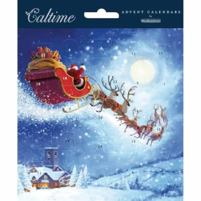 Image of Advent Calendar Card Christmas Eve Santa&#039;s Soaring Sleigh! 607271 Caltime by Woodmansterne