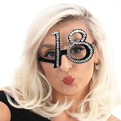 Image of Pohotobooth Props Ltd Number shaped Milestone Birthday Diamante Glasses (Black 18th Birthday)