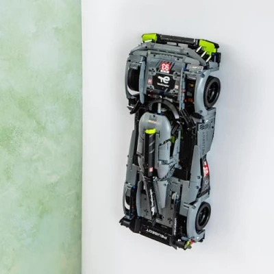 Image of Brickify Wall Mount Hook Compatible With Lego Technic PEUGEOT 9X8 24H Le Mans Hybrid Hypercar 42156 Manufactured in the UK Car NOT Included