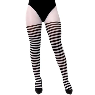 Image of I LOVE FANCY DRESS Womens Halloween Tights with Black/White Pattern