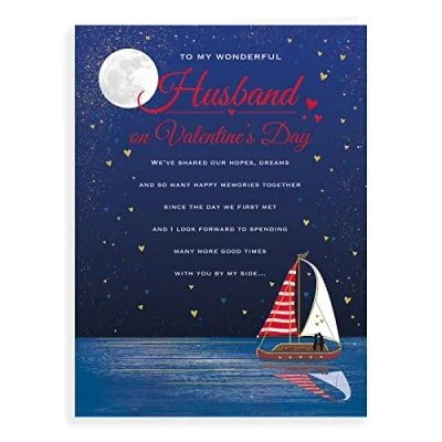Image of Piccadilly Greetings Valentines Day Card Husband 12 x 9 Inches Regal Publishing C88306
