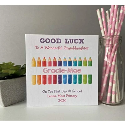 Image of Personalised Girls Good Luck First Day at School Card