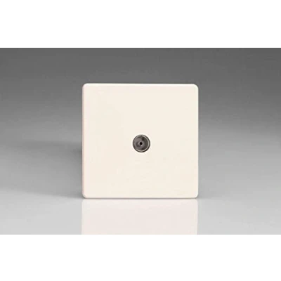 Image of Varilight Primed Ready to Paint Flat Plate Screwless 1 Gang TV Socket, Co Axial