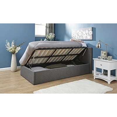 Image of Home Source Classic Gas Side Lift 5Ft King Fabric Ottoman Storage Bed Grey