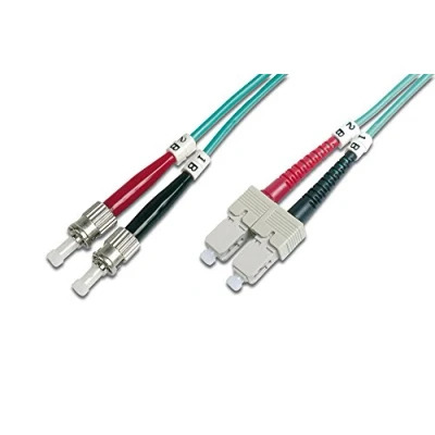 Image of DIGITUS DK 2512 03/3 Fibre Optic Cable OM3 3 m ST to SC Duplex 1/10/40/100 Gbit/s MM Multimode LAN Type: 50/125 µ Turquoise (Aqua)
