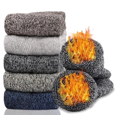 Image of Hocerlu 5 Pairs Thermal Socks for Women and Men, Thick Winter Wool Warm Cosy Boot Unisex, Size UK 4 8