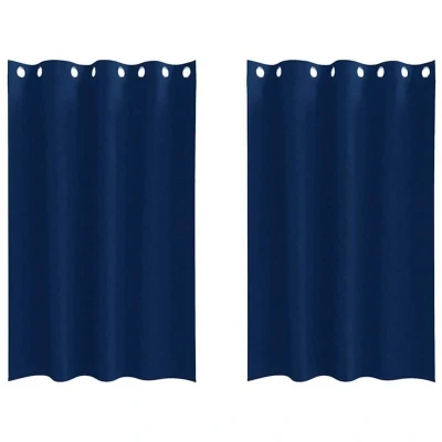 Image of vidaXL Curtains with 2 pcs Dark blue 175 x 140 cm Polyester