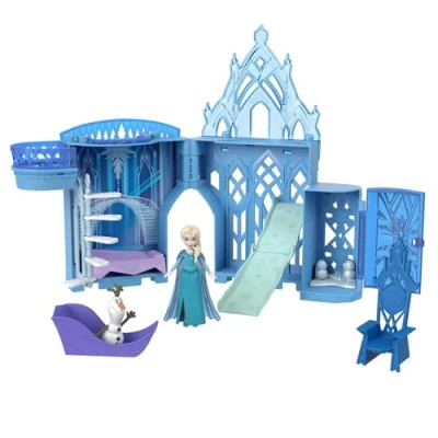 Image of Mattel Disney Frozen Toys, Elsa Stackable Castle Doll House Playset with Small and 8 Pieces, Inspired by the Movies, Kids Travel Toys Gifts, JDP23