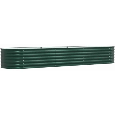 Image of vidaXL Garden Raised Bed Green Galvanised Steel Planter for Outdoor Gardening Durable Oval Design 320 x 80 44 cm