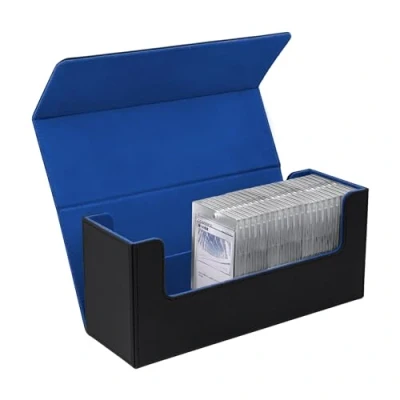 Image of Mcbazel Deck Box for MTG Cards,Card 35PT Magnetic Card Holder, Holder TCG cards,PU Leather Storage Case(Black Blue)