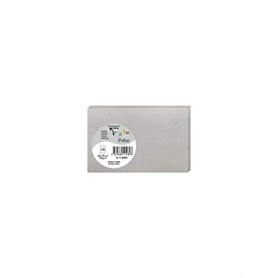 Image of Clairefontaine Ref 11489C Pollen Iridescent Card (Pack of 25 Sheets) 82 x 128mm Sized, 210gsm Grained Card, Acid Free, Inkjet &amp; Laser Printer Compatible Silver