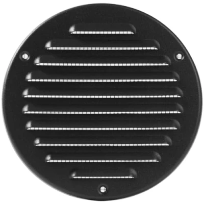 Image of Vent Systems 125 mm / 4.92&quot; Inch Black Metal Cover Round Soffit Air Louver Grille Built in Insect Screen HVAC Vents for Bathroom, Home Office, Kitchen