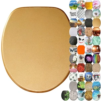Image of Sanilo Soft Close Toilet Seat, Wide Choice of New Seats, Stable Hinges, Easy to Mount (Glittering Gold)