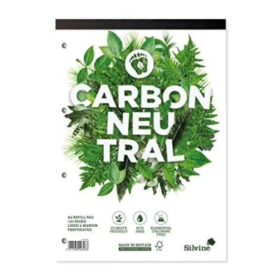 Image of Silvine A4 Carbon Neutral Refill Pad Lined with Margin, 120 Pages of Premium CO2 Paper. Ref R301 [Pack 5]