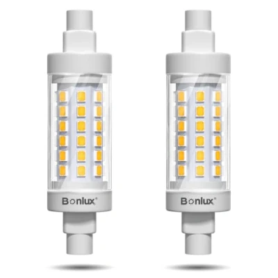 Image of Bonlux R7s LED Bulb 78mm 8W Warm White 3000K Dimmable, 80W J78 Linear Halogen Replacement, 230V J Type Double Ended Base for Floodlight Security Light and Landscape Lighting, 2 Pack