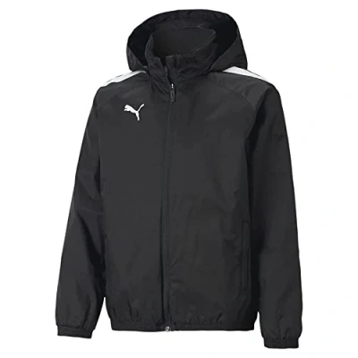 Image of PUMA Unisex Kids Teamliga All Weather Jkt Jr Sweater, BLACK BLACK, 13 14 Years EU