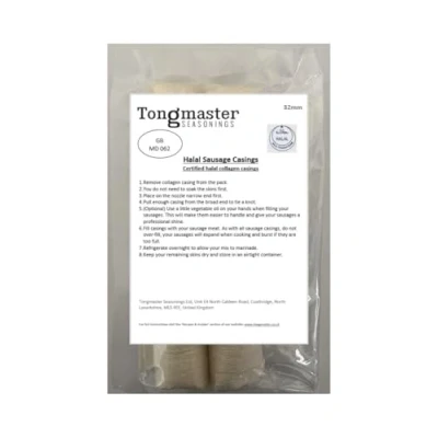 Image of 32mm Halal Collagen Edible Sausage Skins Casings 2 Pack 65ft Long Length (Each Will Fill Approximately 28lb/12kg)