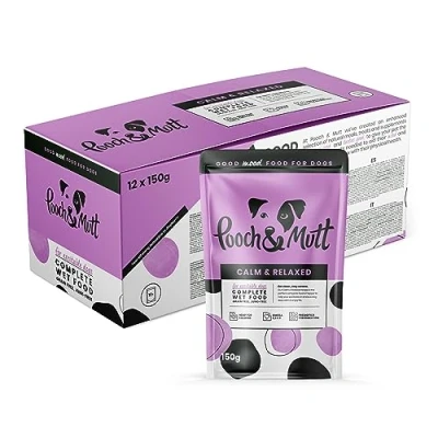 Image of Pooch &amp; Mutt Calm Relaxed, Complete Wet Dog Food (Grain Free), Lamb and Beef, Pack of 12 x 150g