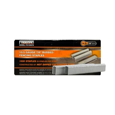 Image of Freeman FS105G78 10.5 Gauge 7/8&quot; Glue Collated Barbed Fencing Staples (1500 Count)