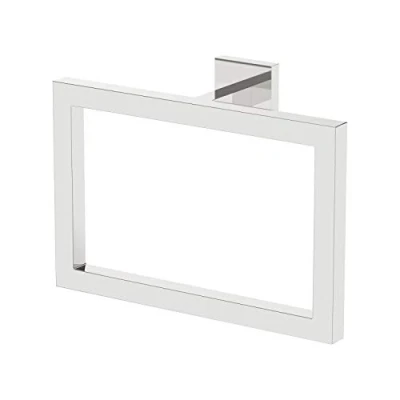 Image of Towel Ring Chrome Square Wall Mounted Stylish Modern Bathroom WC