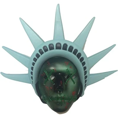 Image of The Rubber Plantation TM 619219304436 Purge Election Year LED Light Up Mask with Attached Headband Festival Halloween Costume Liberty Fancy Dress, Unisex Adult, One Size