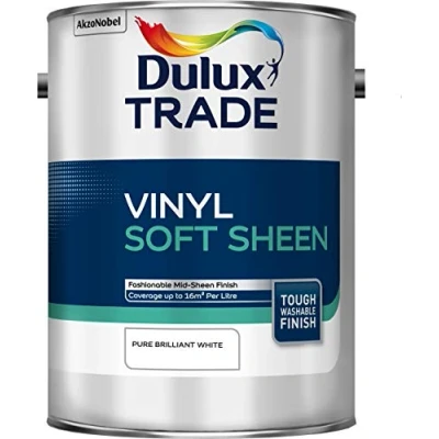 Image of Dulux Trade Vinyl Soft Sheen, Pure Brilliant White 5L