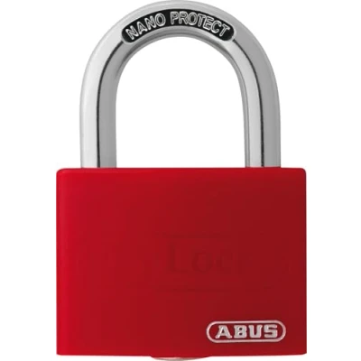 Image of ABUS myLOCK T65AL/40 Padlock Individually Writeable Locker Lock Solid Aluminium Body Security Level 5 Red