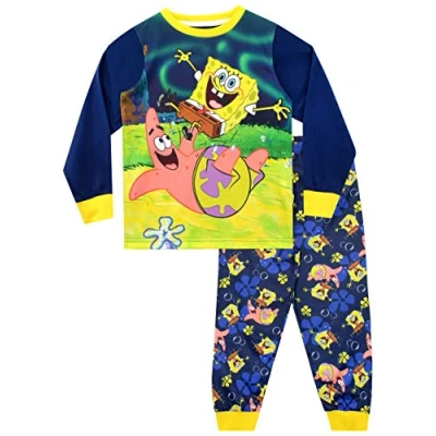 Image of Spongebob Boys Sponge Bob Squarepants Pyjamas Blue Age 9 to 10 Years