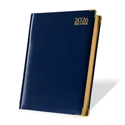Image of G4GADGET 2026 A4 Diary Day a Page Blue Daily Planner with UK Holidays &amp; International Info Hardback for Teachers, Students Professionals Large Organizer Notes Contacts
