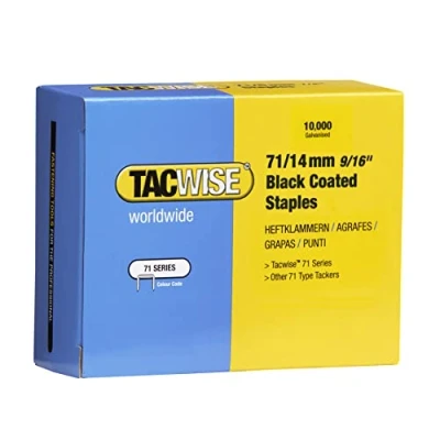 Image of Tacwise 0374 Type 71 / 14 mm Galvanised Black Upholstery Staples, Pack of 10,000