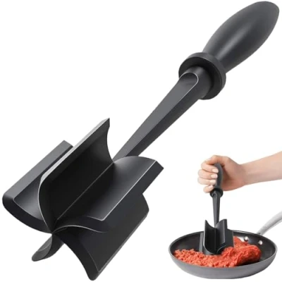 Image of Meat Chopper for Ground Beef, Heat Resistant Potato Masher Non Stick Hamburger Cookware, Multifunctional Nylon Turkey Smasher, Mix and Chop Kitchen Tool